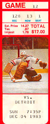Chico Resch - First Devils game in 1983